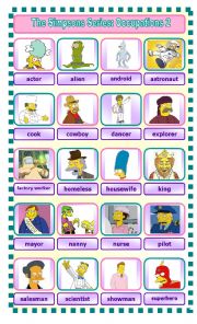 English Worksheet: The Simpsons Series: Occupations Pictionary 2