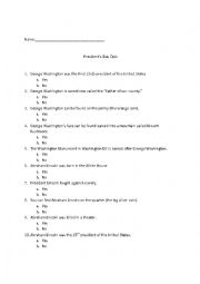 English Worksheet: George Washington and Abraham Lincoln Test