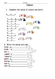 English Worksheet: COLOURS