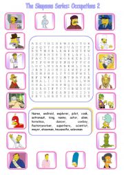 The Simpsons Series: Occupations Wordsearch 2 (WITH KEY)