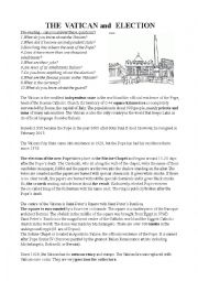 English Worksheet: VATICAN and POPE ELECTION