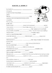 English Worksheet: ADJECTIVE  or  ADVERB