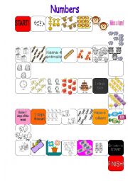 English Worksheet: Numbers Board Game