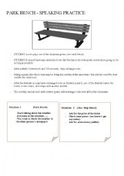 English Worksheet: Park Bench - Speaking in Class. 