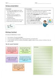 English Worksheet: Giving a presentation + how to make a good handout