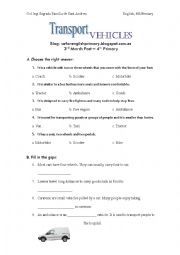 English Worksheet: Transport - School Subjects/Places (KEY included)