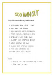 English Worksheet: ODD MAN OUT