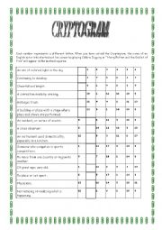 English Worksheet: cryptogram