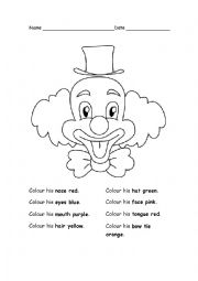 English Worksheet: Colour the clown