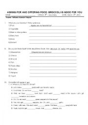 English Worksheet: FOOD