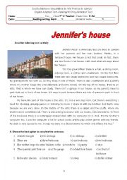 English Worksheet: Jennifers house (adapted test)