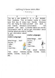 English Worksheet: Getting to know each other