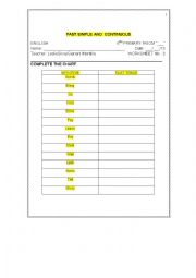 English Worksheet: Past simple and continuous