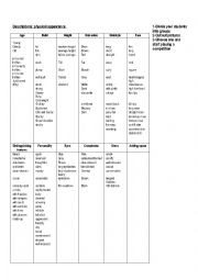 English Worksheet:  physical appearence description guide