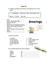 English Worksheet: Greetings and numbers