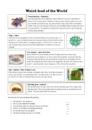 English Worksheet: Weird food of the world