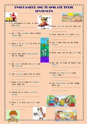 English Worksheet: THERE IS/ARE + PREPOSITIONS + PLACES