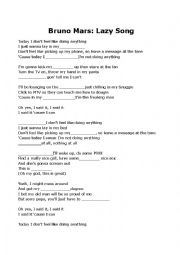 English Worksheet: Bruno Mars Lazy song