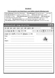 English Worksheet: Writing sample and activity about holiday 