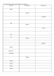 English Worksheet: Comparative Superlative adjective worksheet 1
