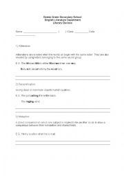 English Worksheet: Literary Devices