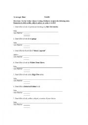 English Worksheet: Library Scavenger Hunt