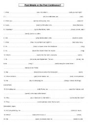 English Worksheet: past simple pas continuous 