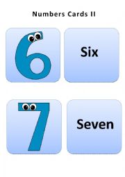 English Worksheet: NUMBERS CARDS II