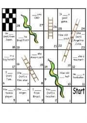 Verb To Be - Snakes and Ladders Game