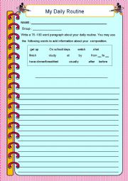 English Worksheet: Daily routine