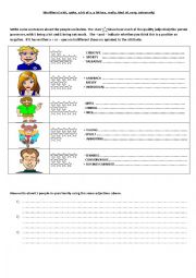 English Worksheet: Modifiers to describe People