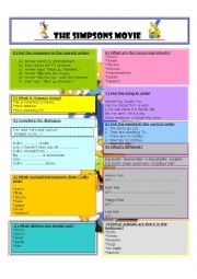 THE SIMPSONS MOVIE.  Worksheet + Lesson Plan + Key 