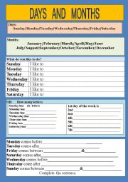 English Worksheet: Days and Months