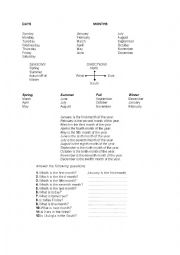 English Worksheet: days-months