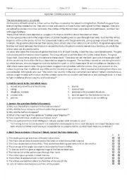 English Worksheet: Reading Native Americans