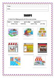 English Worksheet:  Shops