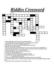 English Worksheet: Riddles crossword