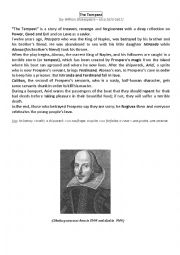 English Worksheet: The Tempest Shakespeare