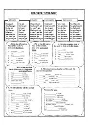 English Worksheet: The verb have got