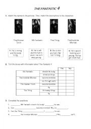 English Worksheet: The fantastic 4