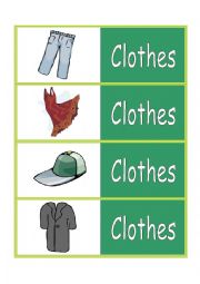 English Worksheet: Clothes Mini FlashCards