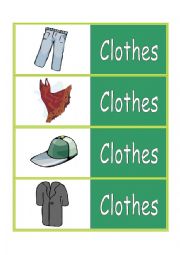 English Worksheet: Clothes Mini FlashCards