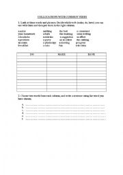 English Worksheet: Collocations 
