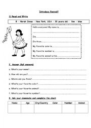 English Worksheet: Introduce yourself