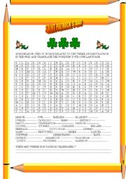 English Worksheet: ST Patricks day  wordsearch