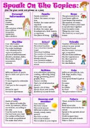 English Worksheet: Speak on the topics