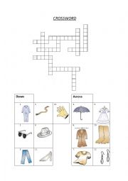 English Worksheet: Croosword about the clothes