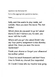 English Worksheet: Punctutation