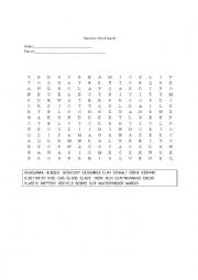 English Worksheet: Ceramics WOrd Find