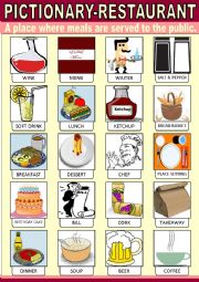 English Worksheet: Restaurant Pictionary